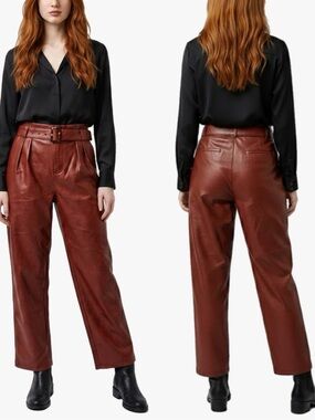 NWT Who What Wear High-Rise Faux Leather Paperbag Pants in Rust Women’s Sz 6
